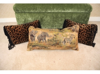 Tapestry Animal Pillow And Two Velvet Pillows