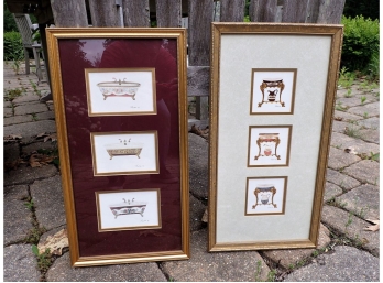 Pair Decorative Framed Prints Bathroom Subjects