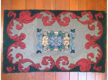 Vintage Hooked Rug Plus Modern Example (see Additional Photos)