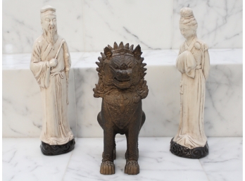 A Pair Of Chinese Figurines And Thai Foo Dog By Austin Productions