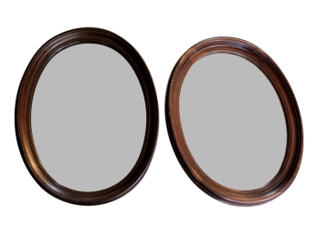 Set Of Two Superior Furniture Company Wood Framed Oval Mirrors