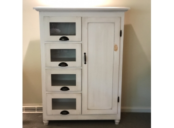Whitewash Storage Console With Glass Front Drawers