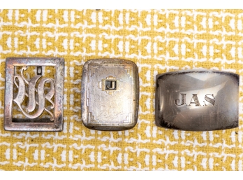 Collection Of Three Sterling Silver Belt Buckles