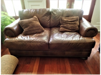 Comfy Leather Love Seat