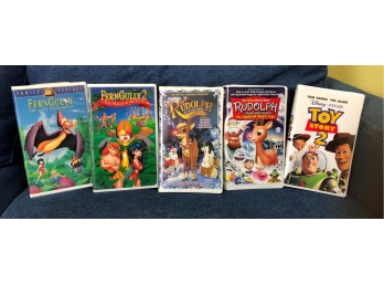 5 VHS Movies (FernGully FernGully2 Rudloph Rudolph Island Toy Story From Pixar)