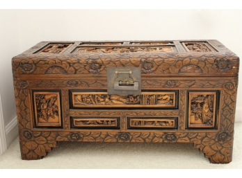 Chinese Carved Camphorwood Trunk