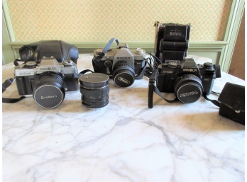 Lot Of 35mm Cameras, Lenses, Tripod