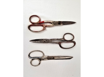 Three Pairs Of Vintage Stainless Steel Scissors: Wiss & R Heinisch