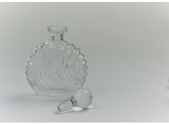 Heavy Deco Shell Motif Glass Decanter With Glass Stopper