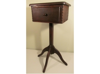 Antique Mahogany Single Drawer Candle Stand