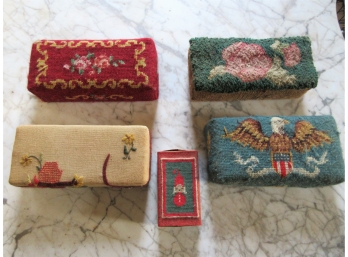 Four Vintage Needlework Bricks & Needlework Matchbox