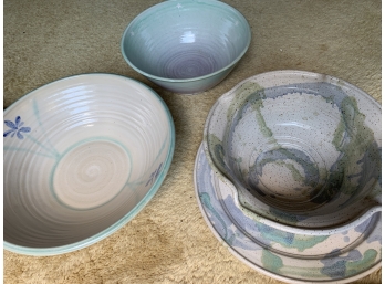 Four Artisan Studio Pottery Pieces, All Signed