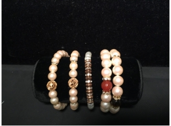 Five Pearl Bead And Stone Bracelets