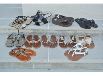 Eleven Pair Of Sandals By Various Designers - Size 5, 5B Amd 6M