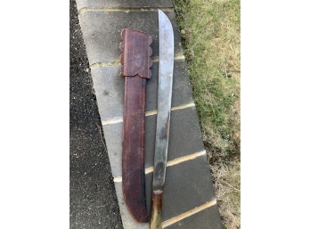 Vintage Magero Solingen German Machete Knife In Leather Sheath