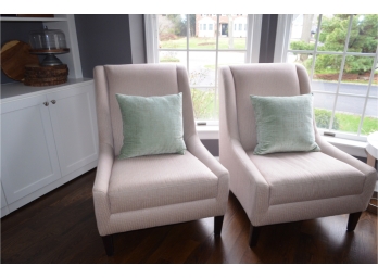 Pair Of  Beige Accent Club Chairs (not Including Table And Lamp)