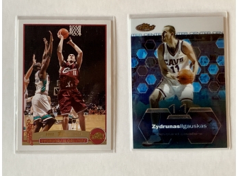 Zydrunas Ilgauskas Cleveland Cavaliers 2002-03 Topps Finest #99 & 2003-04 Topps Collection #180