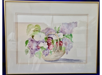 Original Watercolor:  Floral Basket