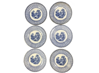 Set Of 6 Staffordshire Plates - Made In England