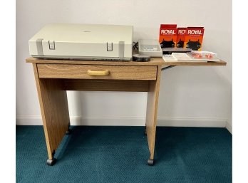 Royal Alpha 700D Electric Typewriter With Royal IF 600 Computer Interface Box, Table And Accessories