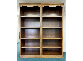 2 Pc. Cherry Wood Bookcase With 5 Shelves & Lights