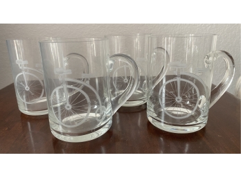 Lot Of 4 Unicycle Irish Coffee Clear Glass Mugs