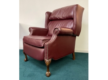 Lazy Boy Push Back Red Leather Queen Ann Recliner