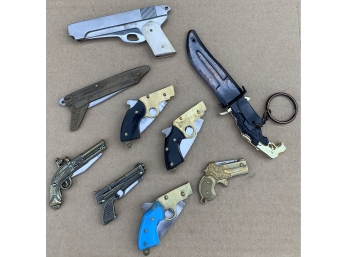 Lot Of Gun Themed Pocket Knives