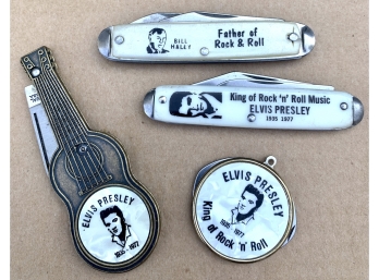 Lot Of Elvis And Rock And Roll Themed Pocket Knives