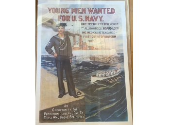 Young Men Wanted For U.S. Navy Poster