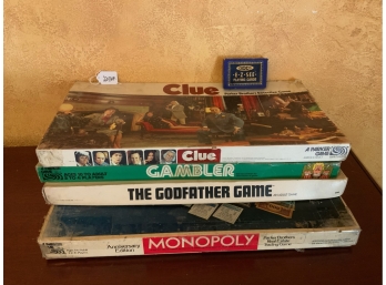 Four Vintage Board Games And EZ See Vintage Playing Cards