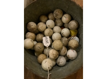 Metal Bucket Full Of Golf Balls