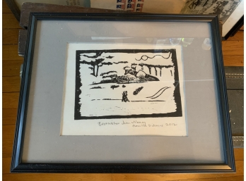 Really Cool Black And White Framed Stamp Art - With Personal Note