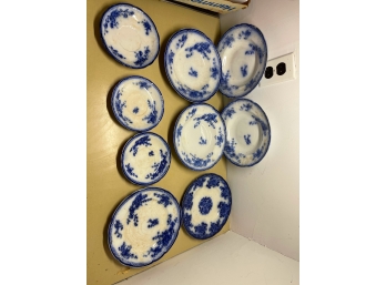 Vintage Lot Of Plates With Blue Designs