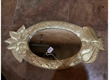 Gold Painted Oval Wood Mirror