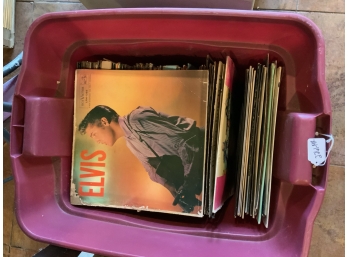 Dark Pink Tote Full Of Records And Record Covers