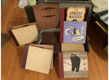 Random Lot Of Records Inside Vintage Suitcase