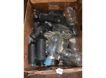 Box Of Tiki Canisters And Glass Jars
