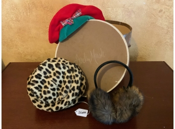 Tan Jordan Marsh Hat Box With Contents