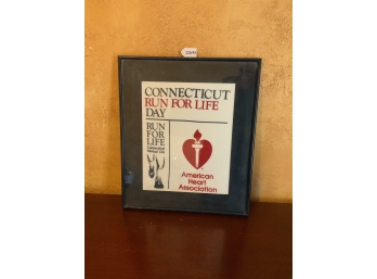 Connecticut Run For Life - CT Mutual Life Signed And Framed T-shirt