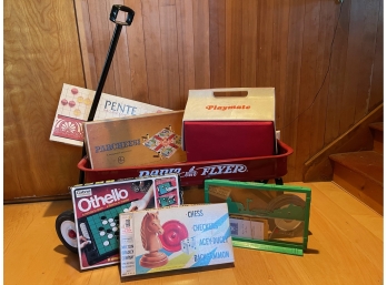 Lot Of Vintage Games - Including Radio Flyer Wagon In PERFECT Condition