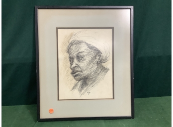 Signed Ted Jaslow Dated 1965 Framed And Matted Drawing