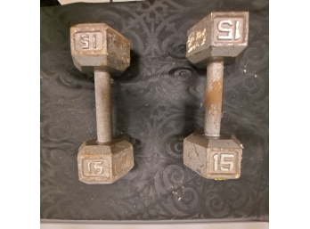 Set Of Two - 15 Pound Dumbells
