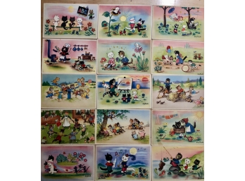 Lot Of 15 Vintage Postcards By Mary Daester Cats In Various Settings!