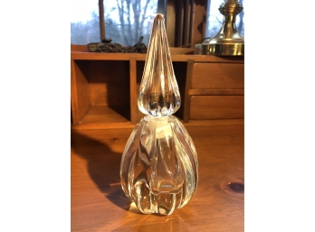 HEAVY CLEAR GLASS PAPERWEIGHT PERFUME BOTTLE
