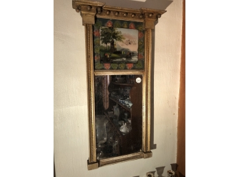 ANTIQUE FEDERAL REVERSE GLASS PAINTED MIRROR