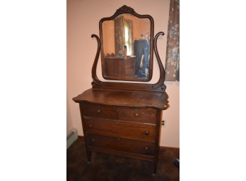 324. Antique Four Drawer Dresser W/mirror