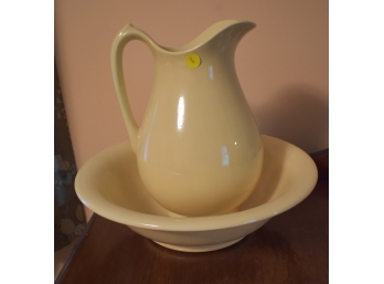 328. Yellow Pitcher  & Wash Basin Marked DW 75'
