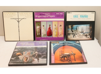 Vintage OPERA Box Set Record Vinyl Lot HMS Pinafore, Mozart, Bach, Barber Of Seville