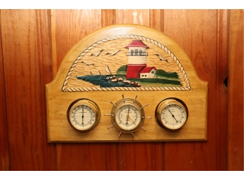 Nautical Themed Weather Station Barometer Thermometer